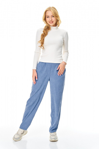 Брюки, водолазка T&N 7690 голубой_бархат-молочный - фото 1