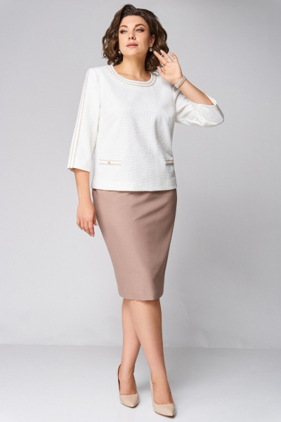 Туника, юбка Мишель стиль 1291 молочно-бежевый - фото 3