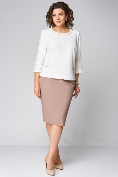 Туника, юбка Мишель стиль 1291 молочно-бежевый - фото 2