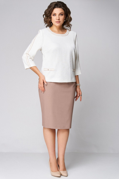 Туника, юбка Мишель стиль 1291 молочно-бежевый - фото 1