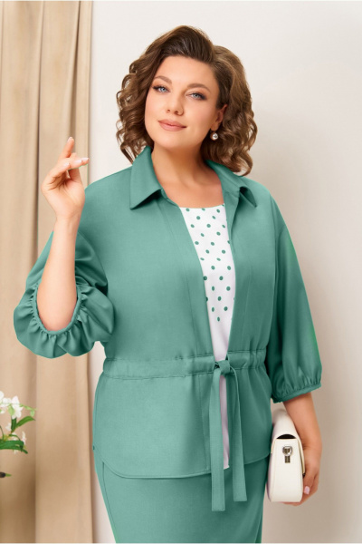 Блуза, жакет, юбка VOLNA 1425 мятно-бирюзовый - фото 3