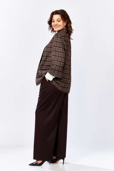 Брюки, жакет ZigzagStyle 610 клетка+шоколад - фото 6