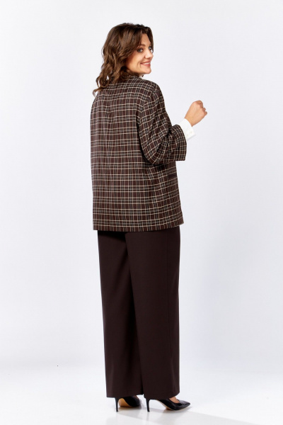 Брюки, жакет ZigzagStyle 610 клетка+шоколад - фото 5