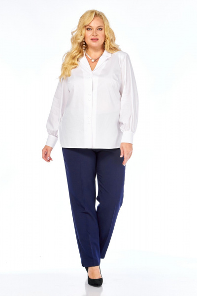 Блуза, брюки Элль-стиль 2408/1 белый_темно-синий - фото 6