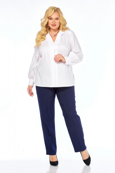 Блуза, брюки Элль-стиль 2408/1 белый_темно-синий - фото 4