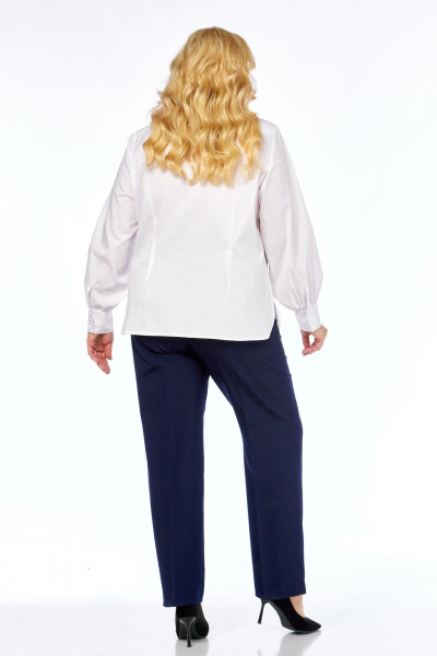 Блуза, брюки Элль-стиль 2408/1 белый_темно-синий - фото 2