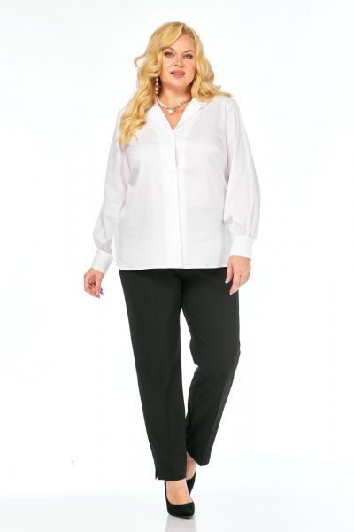 Блуза, брюки Элль-стиль 2408 белый_черный - фото 6