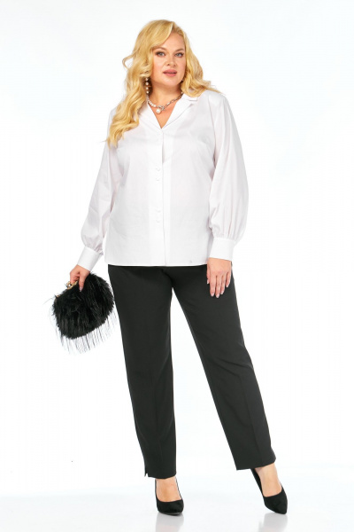 Блуза, брюки Элль-стиль 2408 белый_черный - фото 3
