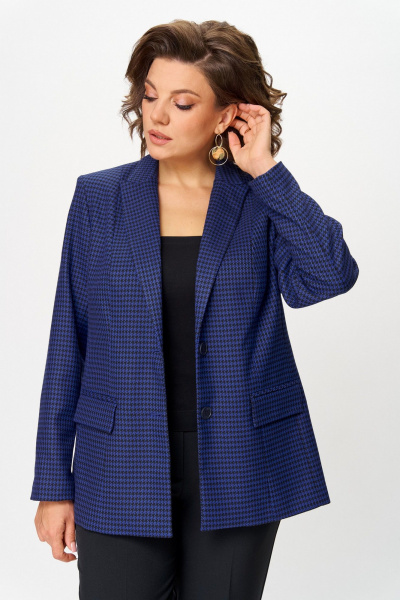 Брюки, жакет БелЭльСтиль 412-3 03_22+596-2 79_22 синий_гусек+черный - фото 6