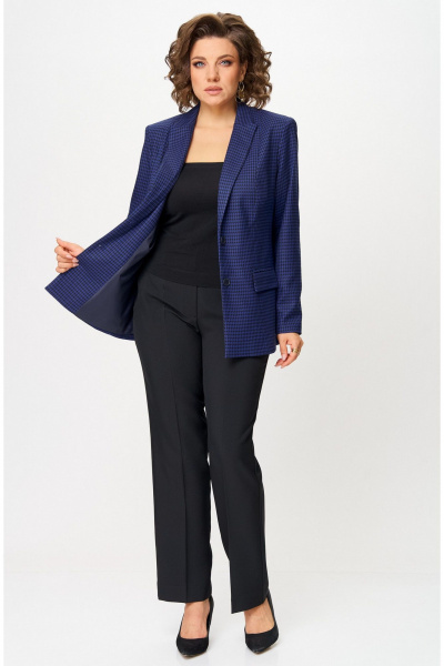 Брюки, жакет БелЭльСтиль 412-3 03_22+596-2 79_22 синий_гусек+черный - фото 4