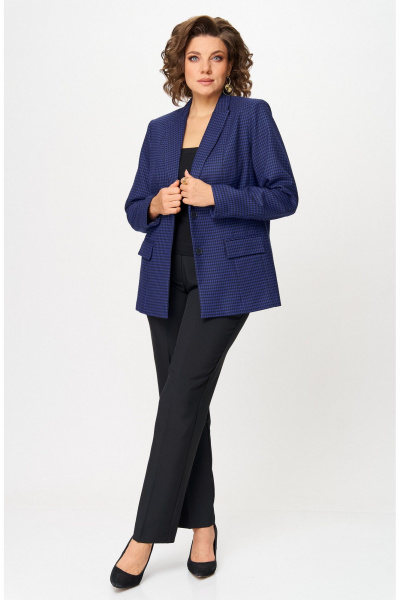 Брюки, жакет БелЭльСтиль 412-3 03_22+596-2 79_22 синий_гусек+черный - фото 1