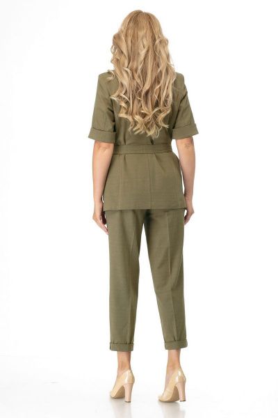 Брюки, жакет БелЭльСтиль 837+594 олива - фото 5