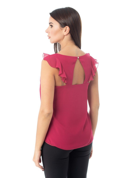 Блуза из шифона с эффектной спинкой и рюшами, лето Anelli 865 красный - фото 8