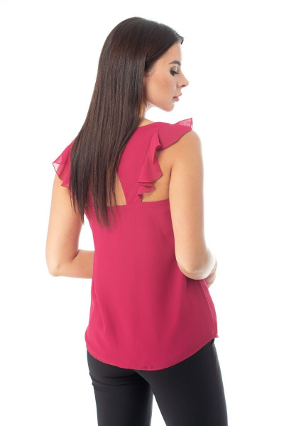 Блуза из шифона с эффектной спинкой и рюшами, лето Anelli 865 красный - фото 5