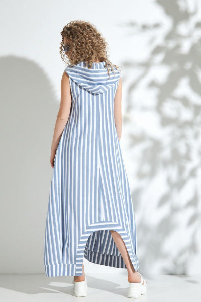 Лен-вишер сарафан с капюшоном, декоративными разрезами и карманами Euromoda 334 - фото 2