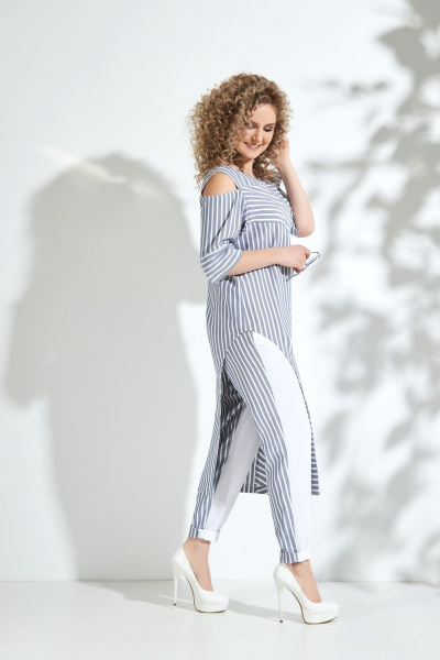 Костюм: туника и брюки из ткани с асимметричной деталировкой Euromoda 338/1 - фото 3