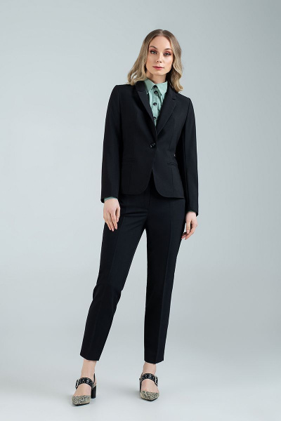 Классический костюм: жакет на подкладке и брючки, демисезон MARIKA 413 черный - фото 1