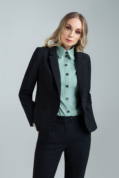 Черный жакет и брюки-карго, классический стиль, демисезон MARIKA 413/1 чёрный - фото 2