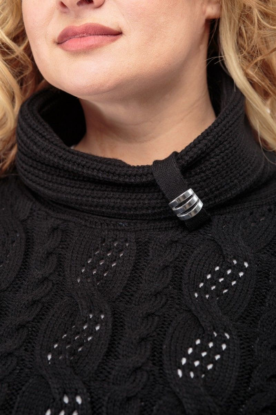 Демисезонный джемпер из трикотажной пряжи с воротником-стойкой Anelli 687 черный - фото 6