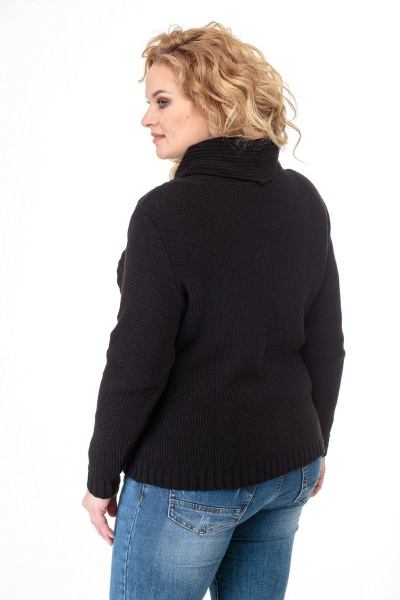 Демисезонный джемпер из трикотажной пряжи с воротником-стойкой Anelli 687 черный - фото 5
