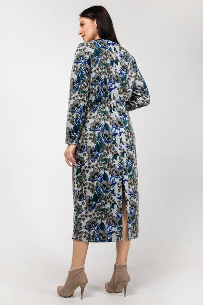 Платье La rouge 5344 серый-(цветы) - фото 3