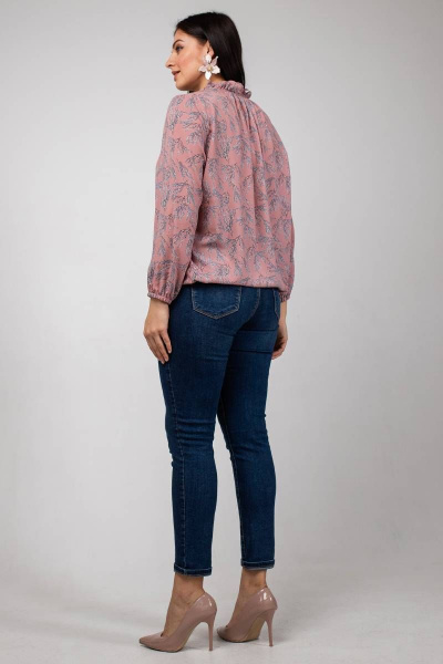 Блуза La rouge 6173 розовый-(веточки) - фото 4