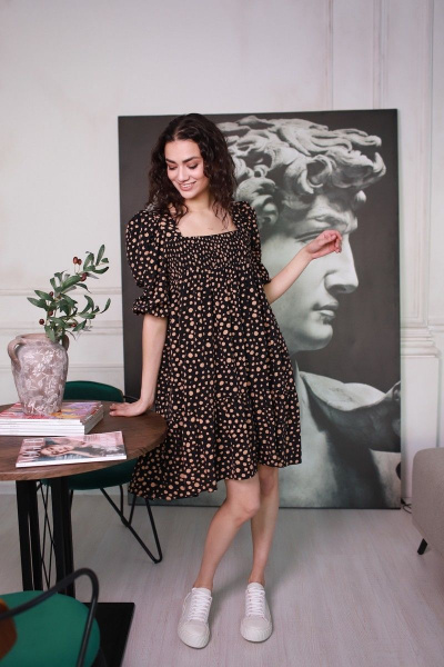 Платье из текстиля с мультитекстурой и мягким кроем Motif 1523 - фото 3