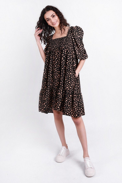 Платье из текстиля с мультитекстурой и мягким кроем Motif 1523 - фото 1