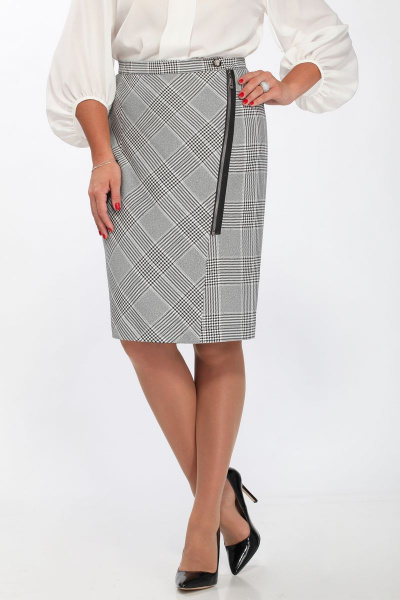 Деловая юбка в клетку с запахом и декоративной молнией Matini 5.1171 - фото 3