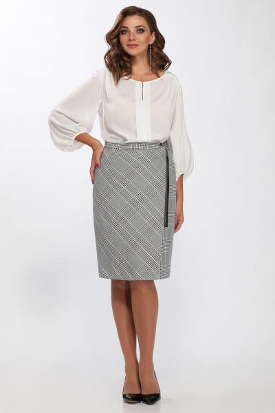 Деловая юбка в клетку с запахом и декоративной молнией Matini 5.1171 - фото 1