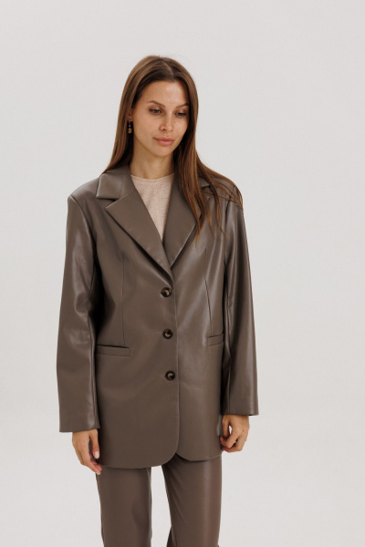 Жакет из экокожи с двубортной застежкой THE NAME 2332 - фото 6