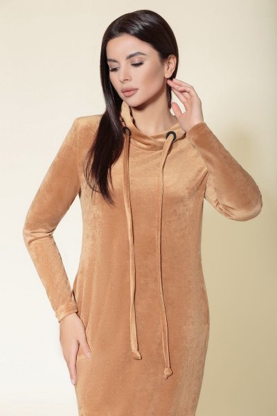 Платье на подкладке из вельвета и трикотажа 105 см DaLi 4394 песок - фото 2