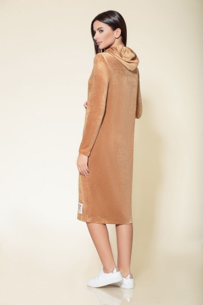Платье на подкладке из вельвета и трикотажа 105 см DaLi 4394 песок - фото 4