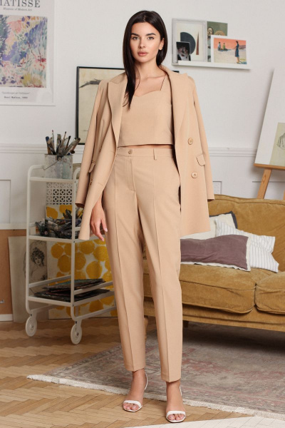 Круглогодичный хлопковый бежевый топ для повседневных образов AURA otd 2014 беж - фото 1