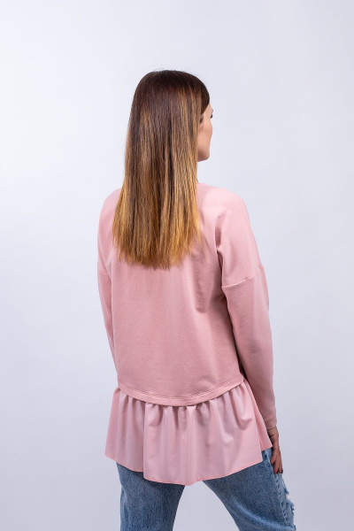 Джемпер на каждый день из трикотажа с воланом Пинск-Стиль 3909 розовый - фото 5
