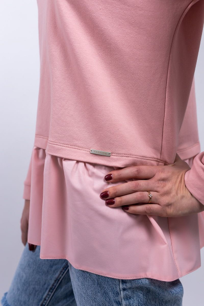 Джемпер на каждый день из трикотажа с воланом Пинск-Стиль 3909 розовый - фото 4
