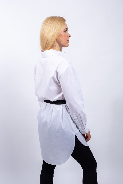 Белая свободная блуза с декором и поясом Пинск-Стиль 3959 белый - фото 7