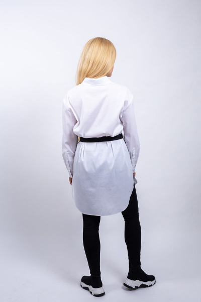 Белая свободная блуза с декором и поясом Пинск-Стиль 3959 белый - фото 6