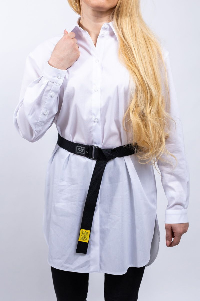 Белая свободная блуза с декором и поясом Пинск-Стиль 3959 белый - фото 4