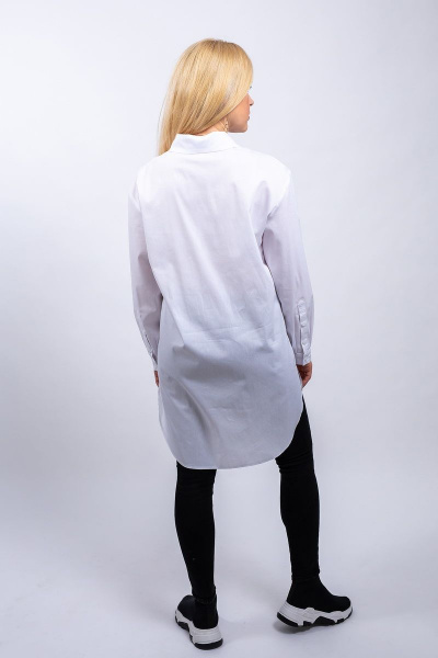 Белая свободная блуза с декором и поясом Пинск-Стиль 3959 белый - фото 3