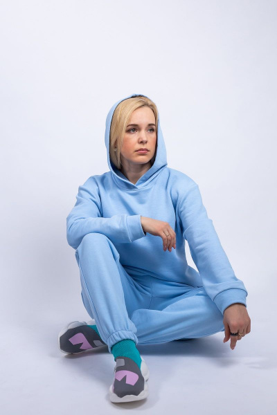 Спортивный костюм из трикотажа с капюшоном Пинск-Стиль 3961 голубой - фото 3