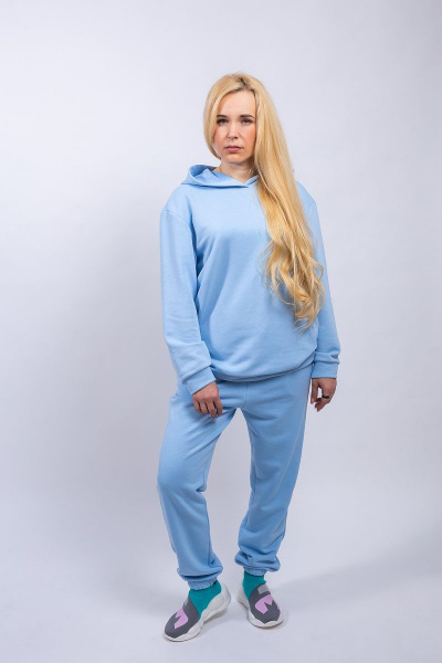 Спортивный костюм из трикотажа с капюшоном Пинск-Стиль 3961 голубой - фото 1