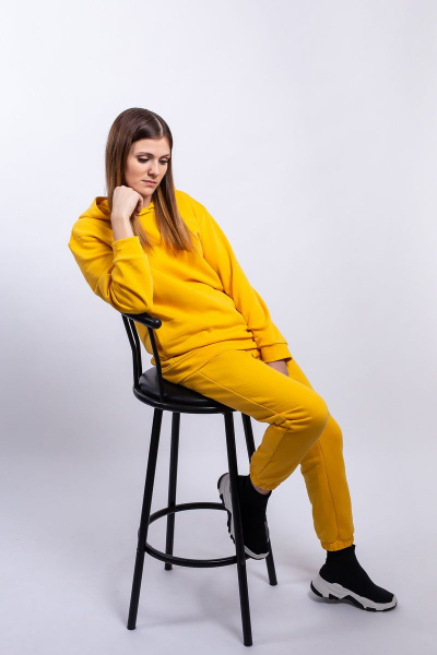 Спортивный костюм из трикотажа с капюшоном Пинск-Стиль 3961 желтый - фото 1