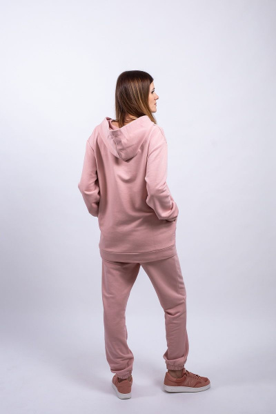 Повседневный костюм из трикотажа с капюшоном Пинск-Стиль 3961 розовый - фото 6