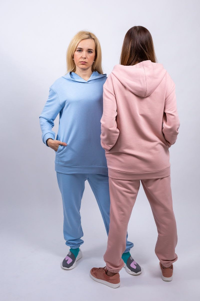 Повседневный костюм из трикотажа с капюшоном Пинск-Стиль 3961 розовый - фото 11