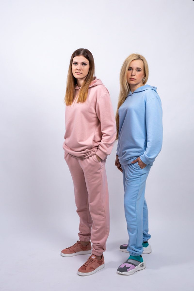 Повседневный костюм из трикотажа с капюшоном Пинск-Стиль 3961 розовый - фото 9