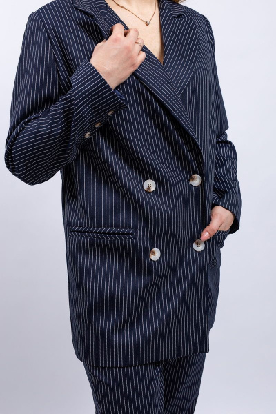 Деловой костюм из хлопка со строгим кроем Пинск-Стиль 3967 т.синий - фото 6