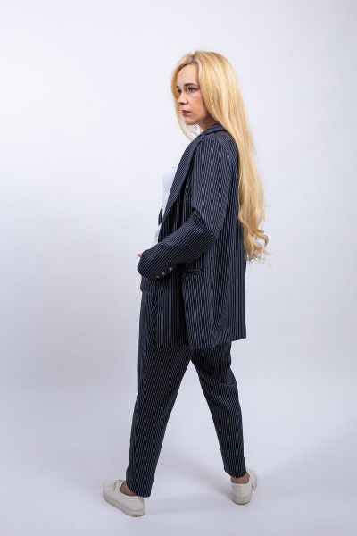 Деловой костюм из хлопка со строгим кроем Пинск-Стиль 3967 т.синий - фото 4