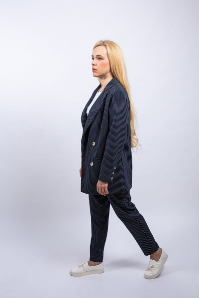 Деловой костюм из хлопка со строгим кроем Пинск-Стиль 3967 т.синий - фото 3