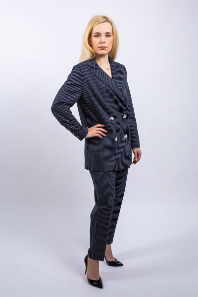 Деловой костюм из хлопка со строгим кроем Пинск-Стиль 3967 т.синий - фото 2